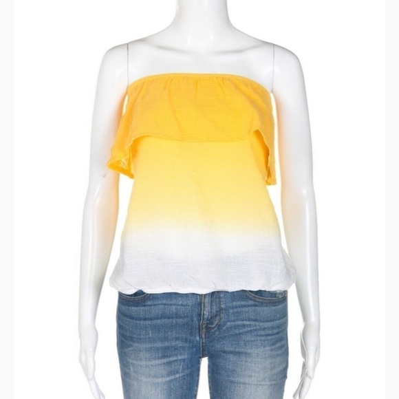 Socialite Ombré Yellow Strapless Ruffle Top - Picture 1 of 8